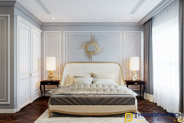 phào chỉ trang trí tường đầu giường phòng ngủ đẹp